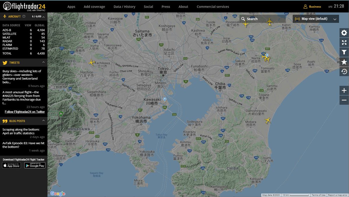 FlightRader24でこの状態 FlightRader24でこの状態